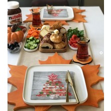Sister Home Design Turuncu Çınar Yaprağı Ahşap Supla - Amerikan Servis - Tabak Altı