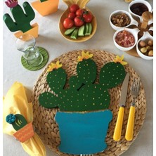 Sister Home Design Turkuaz Kaktüs Ahşap Supla - Amerikan Servis - Tabak Altı