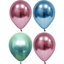 Best Parti Pembe-Mavi-Yeşil Krom Balon 40 Adet