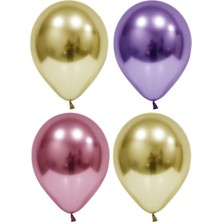 Best Parti Altın-Mor-Pembe Krom Balon 30 Adet