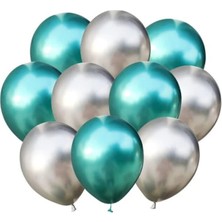 Best Parti Gümüş-Yeşil Krom Balon 40 Adet