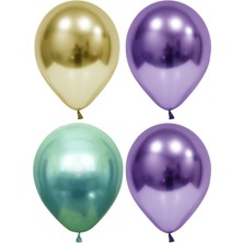 Best Parti Altın-Yeşil-Mor Krom Balon 20 Adet