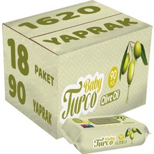 Baby Turco Islak Havlu Mendil 90 Yaprak Zeytinyağlı 18 Li Set 1620 Yaprak Plastik Kapaklı