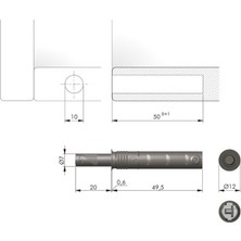 K Push Bas-Aç Gömme Silikonlu 20MM Gri