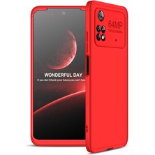 CoverZone Xiaomi Poco X4 Pro 5g ile Uyumlu Kılıf Soft Hard Koruma Ays Kırmızı-Mavi