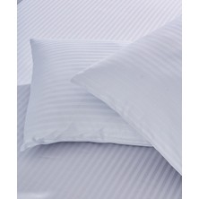 Komfort Home Çizgili Pamuk Saten Yastık Kılıfı / Açık Gri (2 Adet)