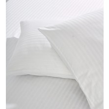 Komfort Home Çizgili Pamuk Saten Yastık Kılıfı / Beyaz (2 Adet)