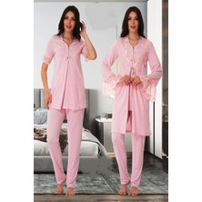 Effortt Pembe Sabahlıklı Hamile Lohusa Pijama Takımı