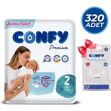 Confy Premium 2 Beden Bebek Bezi 320 Adet ve Emzik