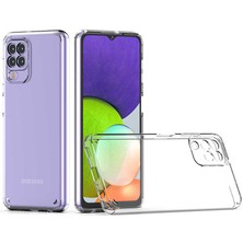 Gpack Samsung Galaxy M22 Kılıf Coss Şeffaf Sert Kapak Silikon 5mm +Nano Glass Renksiz