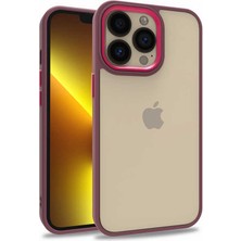 Gpack Apple iPhone 13 Pro Kılıf Flora Sert Silikon Arkası Cam Şeffaf Kırmızı