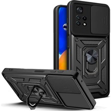 Case Street Casestreet Xiaomi Poco M4 Pro 5g Kılıf Sert Silikon Tank Aramid Sürgülü Vega Yüzüklü Siyah