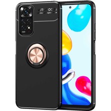 Case Street Casestreet Xiaomi Redmi Note 11 Global Kılıf Ravel Silikon Yüzüklü Mıknatıslı Kamera Korumalı+Nano Glass Bronz