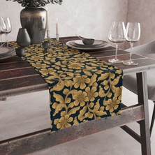 Vagonik Gold Çiçek Desenli Dijital Baskılı Runner 140X40