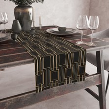 Vagonik Gold Siyah Desenli Dijital Baskılı Runner 140X40