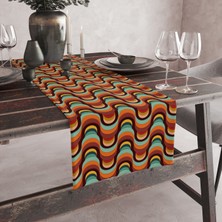 Vagonik Retro Desenli Dijital Baskılı Runner 140X40