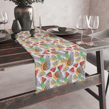 Vagonik Yaz Meyve Desenli Dijital Baskılı Runner 140X40