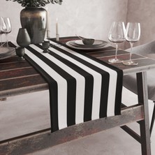 Vagonik Dik Çizgili Desenli Dijital Baskılı Runner 140X40