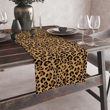 Vagonik Leopar Desenli Dijital Baskılı Runner 140X40