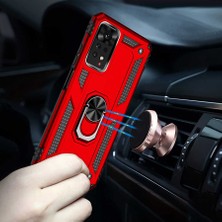 Smcase Xiaomi Redmi Note 11S Global Kılıf Vega Tank Standlı Yüzüklü Mıknatıslı+Nano Glass Lacivert