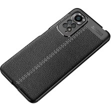 Smcase Xiaomi Redmi Note 11S Global Kılıf Niss Silikon Deri Görünümlü Korumalı+Nano Glass Siyah