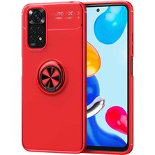 Smcase Xiaomi Redmi Note 11S Global Kılıf Ravel Silikon Yüzüklü Mıknatıslı Kamera Korumalı Kırmızı