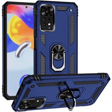 Smcase Xiaomi Redmi Note 11S Global Kılıf Vega Sert Silikon Tank Standlı Yüzüklü Mıknatıslı Lacivert