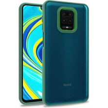 Smcase Xiaomi Redmi Note 9s Flora Sert Silikon Arkası Cam Şeffaf Yeşil