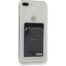 Smcase Apple iPhone 8 Plus Kılıf 1 Adet Kartlıklı Şeffaf Silikon Lüx Korumalı