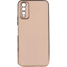 Dlrcase Vivo Y20S Kılıf Bark Parlak Silikon Renkli Kenarları Rose Bronz