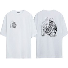 The Wert Ünisex Kuru Kafa Baskılı Beyaz Oversize Tshirt