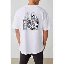 The Wert Ünisex Kuru Kafa Baskılı Beyaz Oversize Tshirt