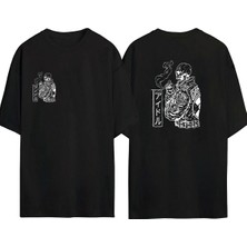 The Wert Ünisex Kuru Kafa Baskılı Siyah Oversize Tshirt