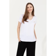 U.S. Polo Assn. Kadın Beyaz Basic T-Shirt 50246033-VR013
