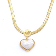 Hg.Aksesuar Kadın İtalyan Zincirli Sedef Taşlı Çelik Kolye