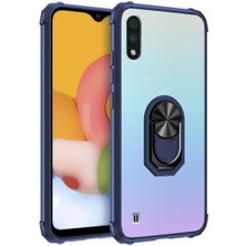 Kvy Samsung Galaxy A01 Tam Korumalı Yüzüklü Renkli Kenarlı Manyetik Mola Kılıf