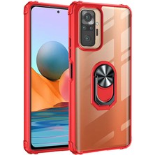 Kvy Xiaomi Redmi Note 10 Pro Tam Korumalı Yüzüklü Renkli Kenarlı Manyetik Mola Kılıf