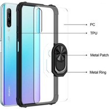 Kvy Huawei P Smart Pro Tam Korumalı Yüzüklü Renkli Kenarlı Manyetik Mola Kılıf