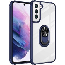 Kvy Samsung Galaxy S22 Tam Korumalı Yüzüklü Renkli Kenarlı Manyetik Mola Kılıf