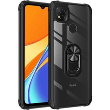 Kvy Xiaomi Redmi 9c Tam Korumalı Yüzüklü Renkli Kenarlı Manyetik Mola Kılıf Kırılmaz Ekran Koruyucu