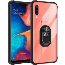 Kvy Samsung Galaxy A70 Tam Korumalı Yüzüklü Renkli Kenarlı Manyetik Mola Kılıf Ekran Koruyucu