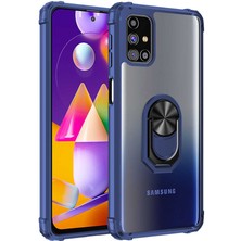 Kvy Samsung Galaxy M31S Tam Korumalı Yüzüklü Renkli Kenarlı Manyetik Mola Kılıf Ekran Koruyucu