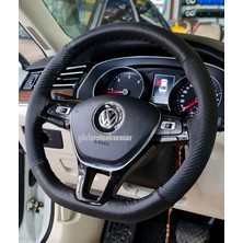 Gürler Oto Kılıf ve Aksesuar Vw Passat B8 Carbon Direksiyon Kılıfı Dikme Noktalı Karbon Siyah