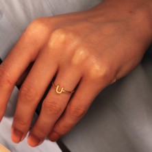 Adil İdil Kuyumculuk 14 Ayar Plaka U Harfi Yüzük