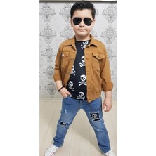 Modavals Gabardin Ceketli Kuru Kafa Tasarımlı Erkek Çocuk Kot Kombin - Kahve