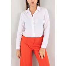 ProWest We Are Enough Enough Beyaz Poplin Kumaş Crop Gömlek