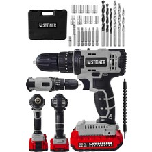 Steiner Alman 58 V 5 Ah Darbeli Lityum Çift Akülü Sjs Metal Şanzıman Şarjlı Vidalama Matkap 24 Pcs Set