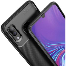 Kvy Samsung Galaxy A40 Karbon Görünüm Negro Silikon Kılıf