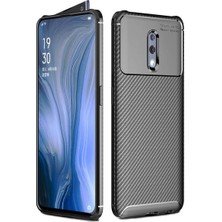 Kvy Oppo Reno (CPH1917) Karbon Görünüm Negro Silikon Kılıf