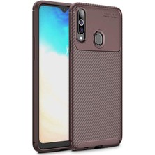 Kvy Samsung Galaxy A20S Karbon Görünüm Negro Silikon Kılıf Ekran Koruyucu